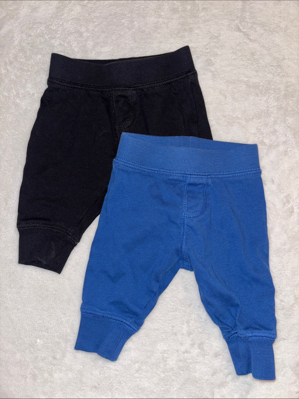 George 0-3 month baby Kids Ribbed Waist Cotton Pants - Black & Blue